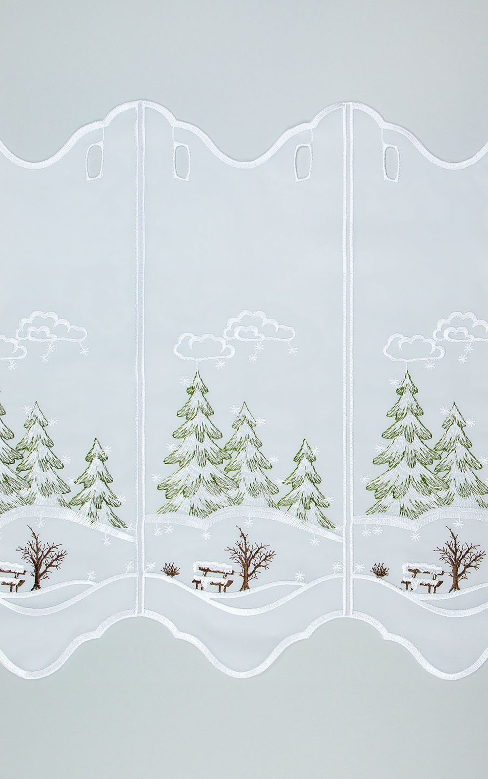 Scheibengardine Winterwald, Plauener Spitze®, (1 St), halbtransparent, HxB 40x49.2cm
