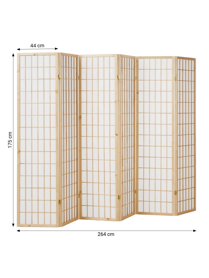Homestyle4u 6-tlg Paravent in Braun 264x175 günstig kaufen onesize