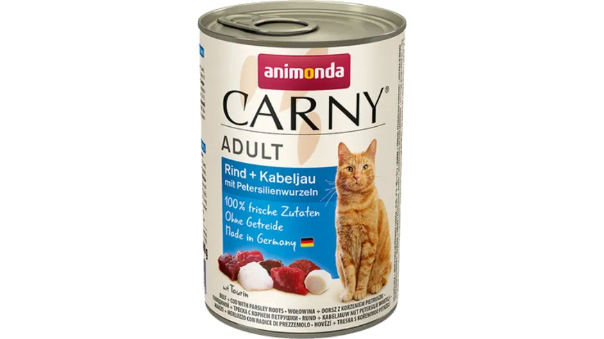 ANIMONDA Katzennassfutter Carny Adult Rind + Kabeljau mit Petersilienwurzeln 400 g