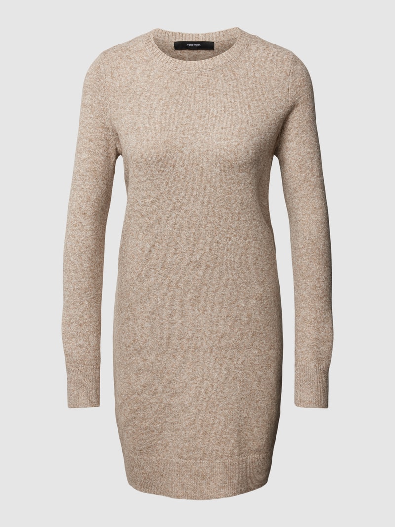 Strickkleid mit Rundhalsausschnitt Modell 'DOFFY' in beige