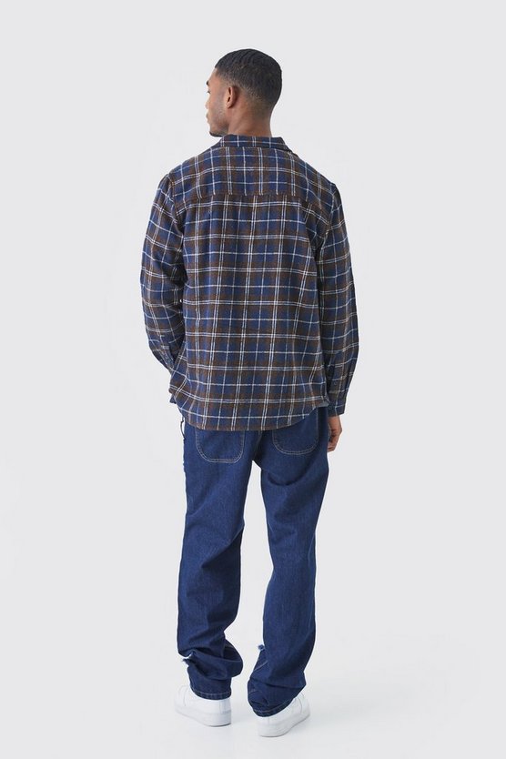 Tall langärmliges kariertes Overshirt mit Reißverschluss
