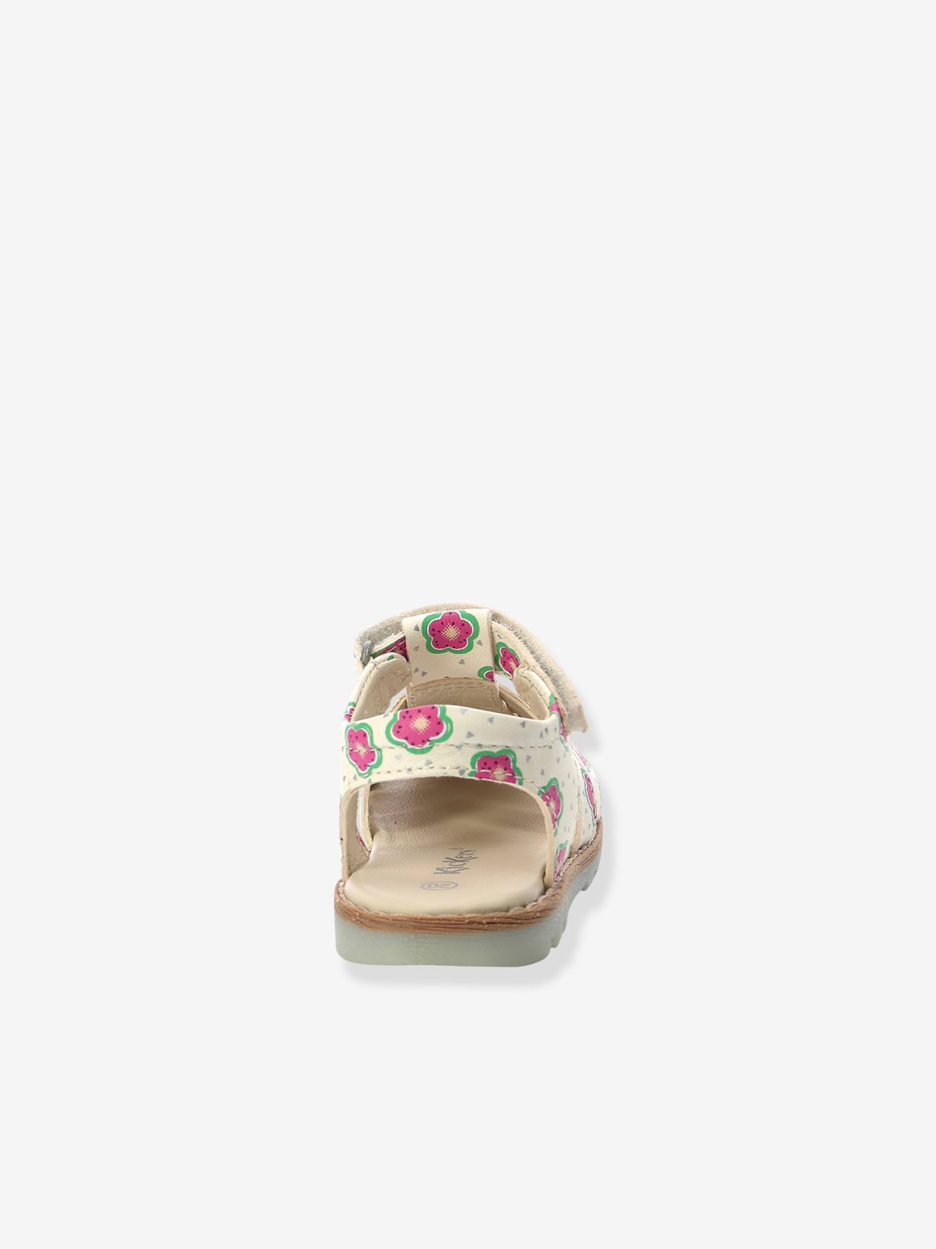 Sandales cuir bébé Nonosti Iconique Nonorally KICKERS® blanc casse flower