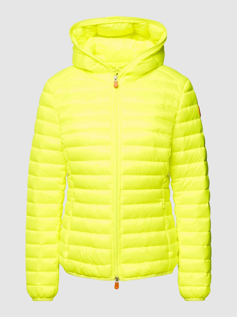 Steppjacke mit Label-Patch Modell 'KYLA' in neon gelb