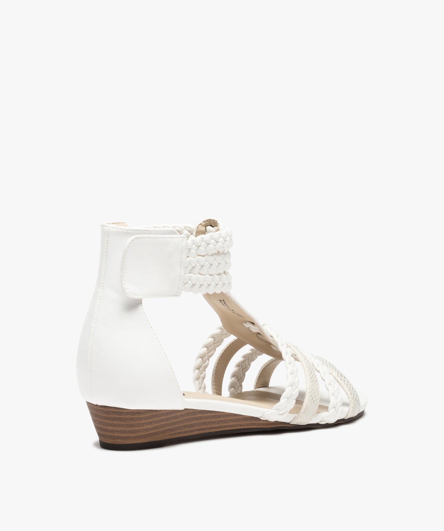 Sandales femme avec brides tressées autour de la cheville blanc | GEMO