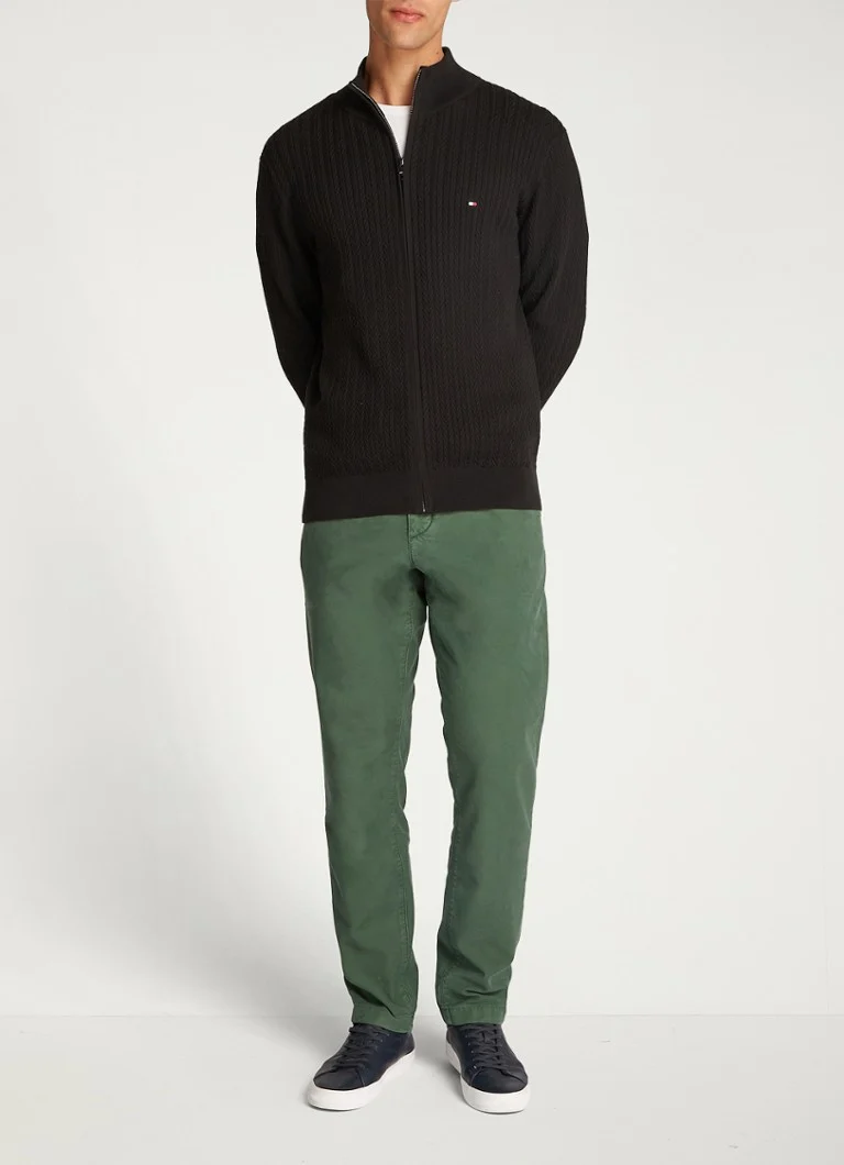 Cardigan gros tricotat cu model herringbone Tommy Hilfiger