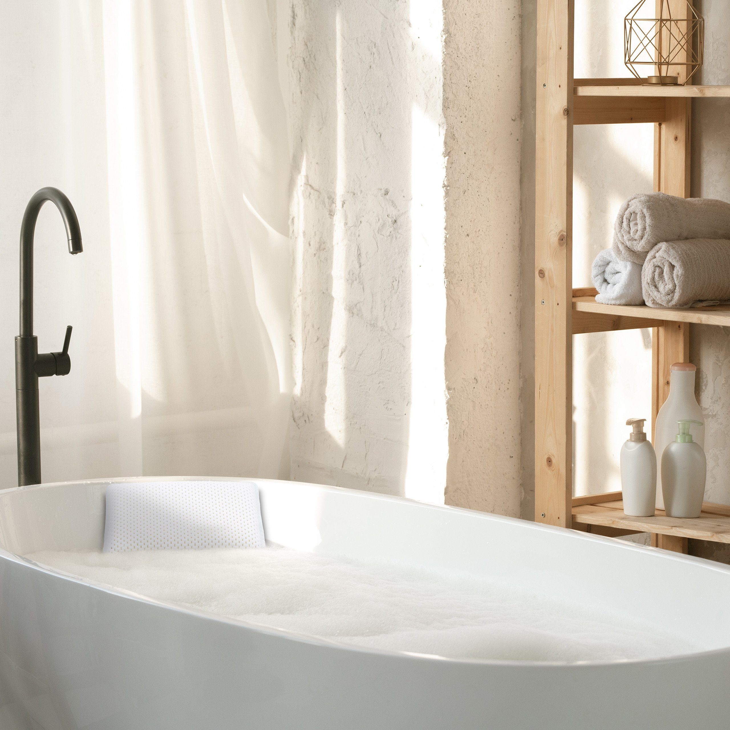 Nackenstützkissen Badewannenkissen mit Saugnäpfen, relaxdays, Weiß