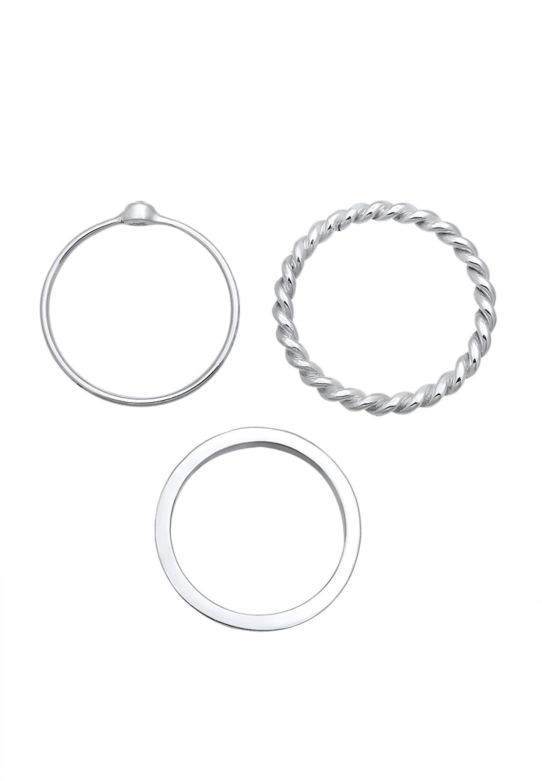 Elli Solitaire Basic Twisted-sett med krystaller i 925 sterlingsølv for kvinner