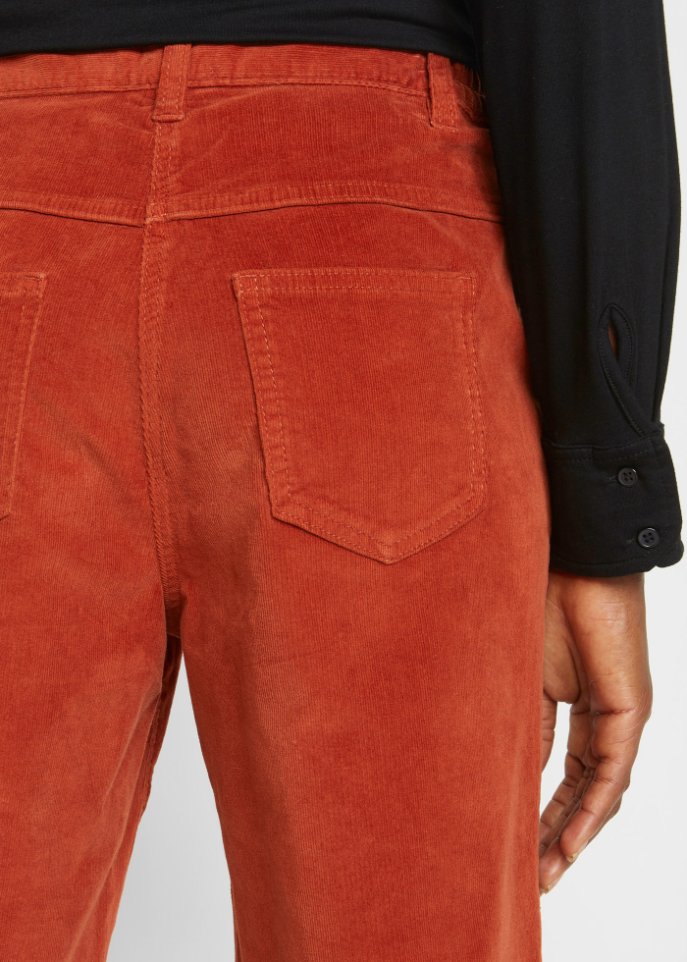 High-Waist-Cordhose mit Bequembund, knöchellang