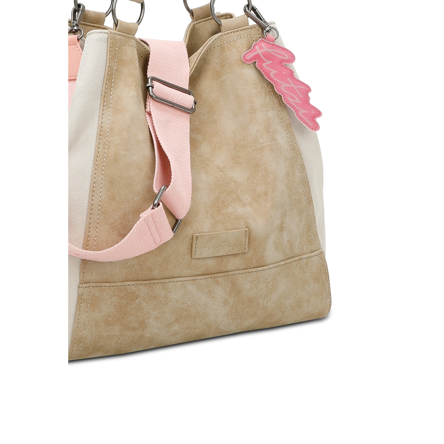Schultertasche Joy01 mit rauem Canvas-Materialmix
