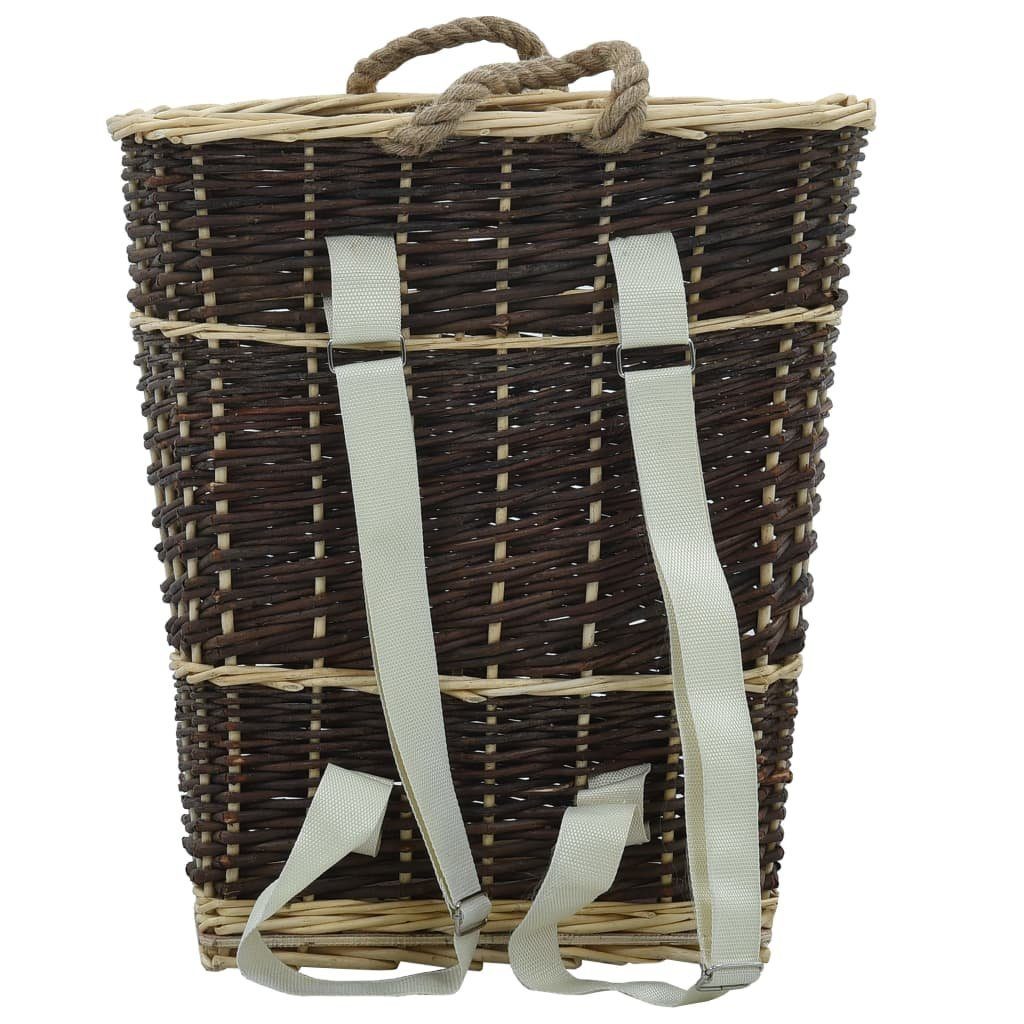 vidaXL Kaminholzregal Holzkorb mit Trageriemen 44,53750 cm Natur Weide, BxTxH:44x37x50 cm