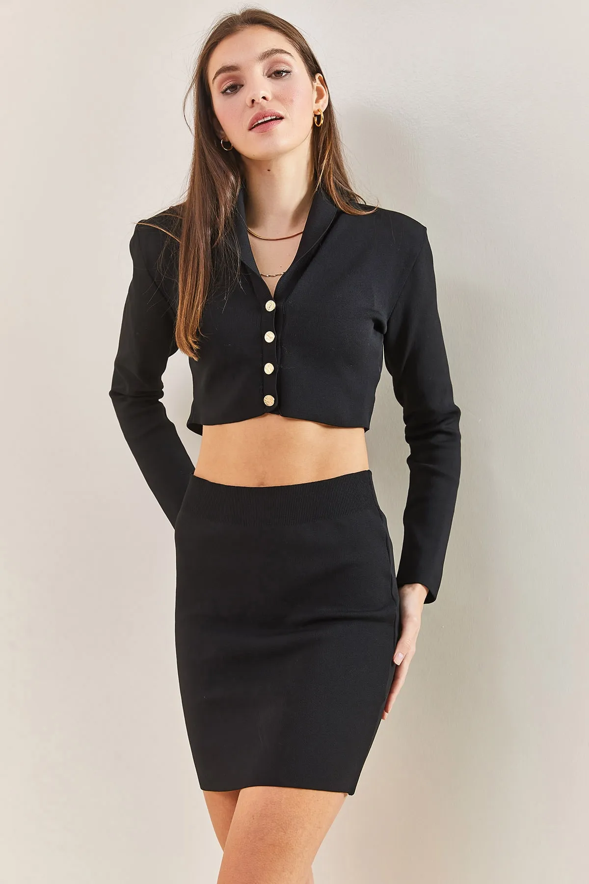 Bianco Lucci  Damen-Minirock-Doppelanzug mit Babykragen und elastischer Taille