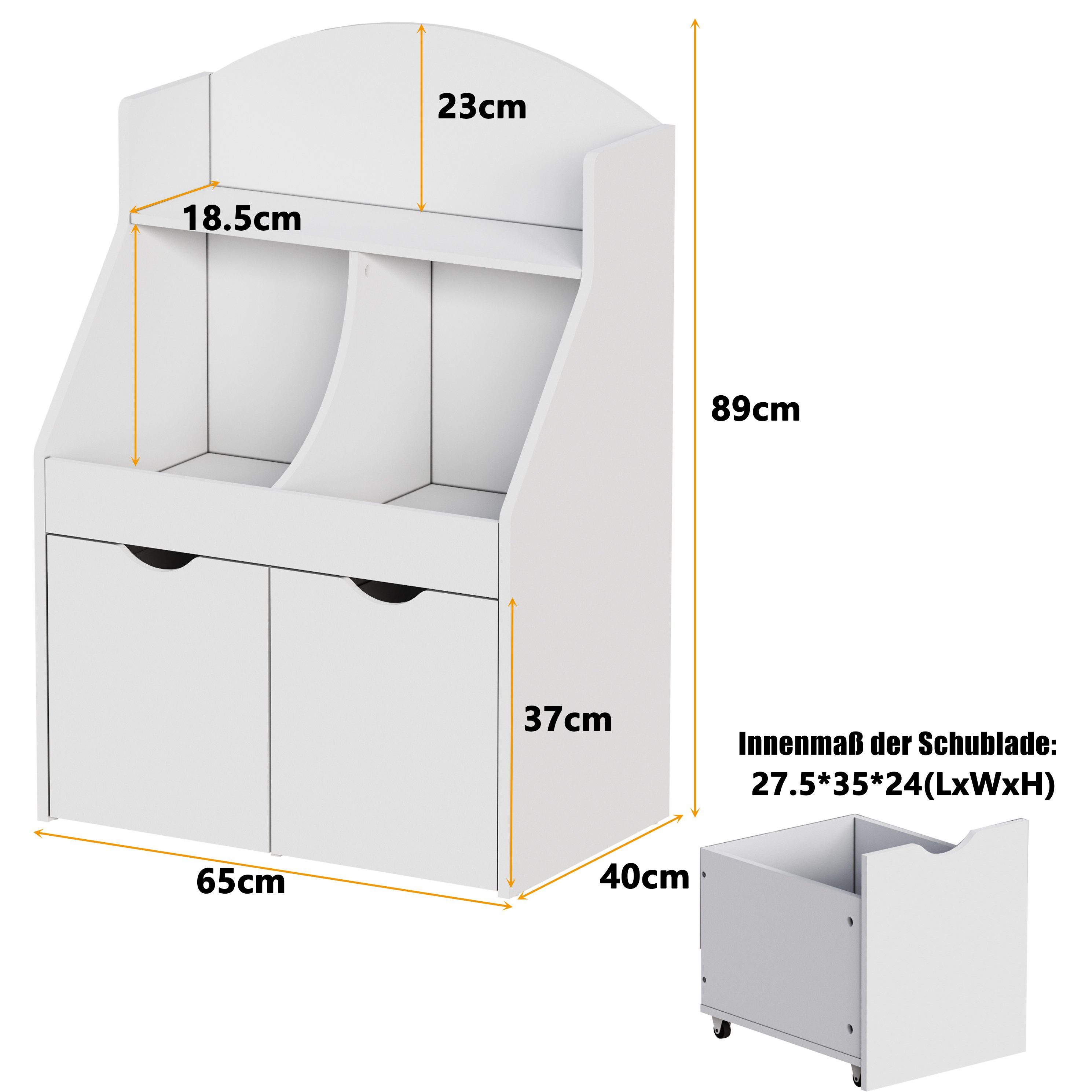 TWSOUL Stauraumschrank Kinderspind, Aufbewahrungsschrank für Kinderspielzeug 65*40*89CM(L*B*H), Premium-MDF
