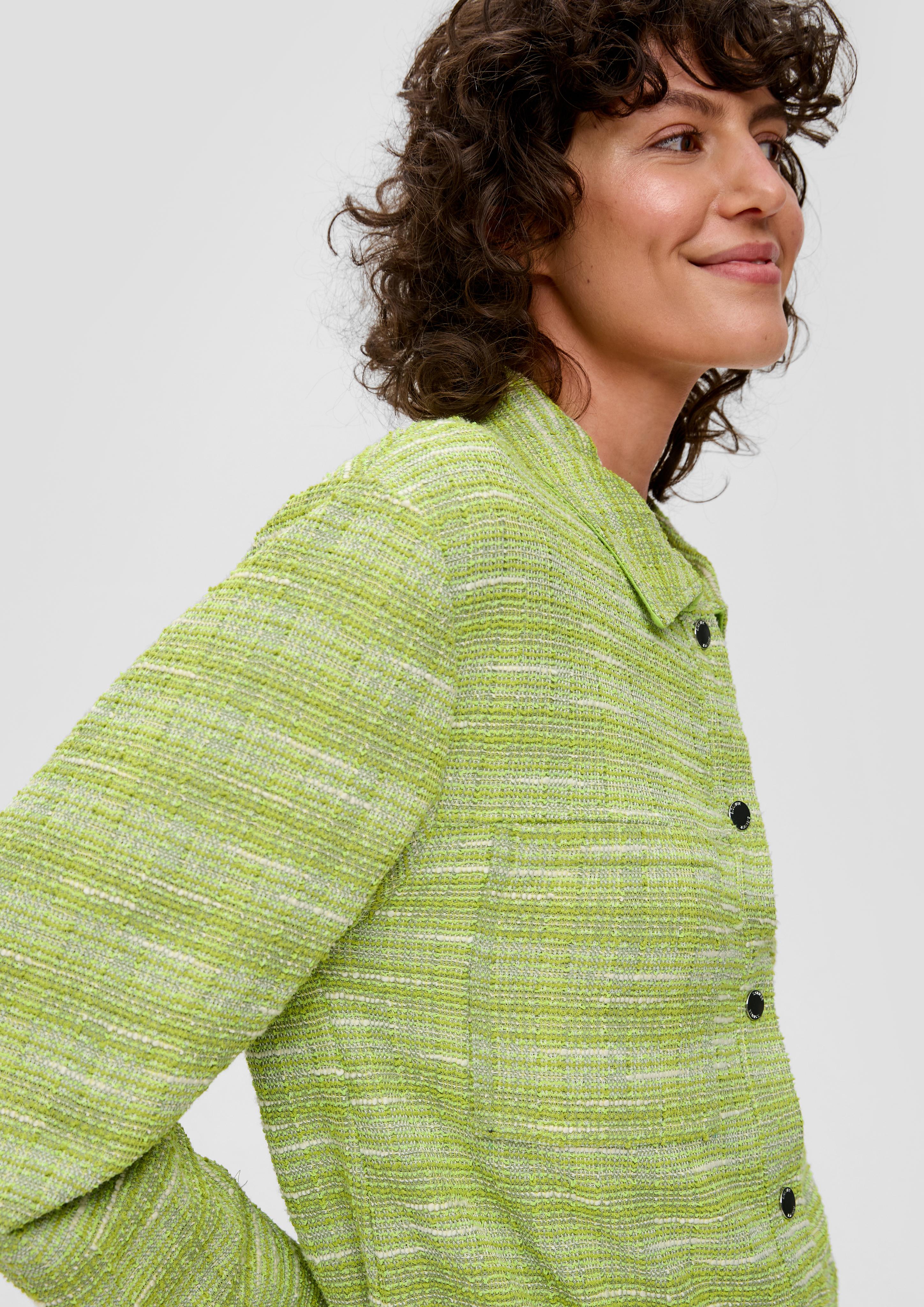 Kastige Bouclé-Jacke mit Durchzugkordel  2141095-7423