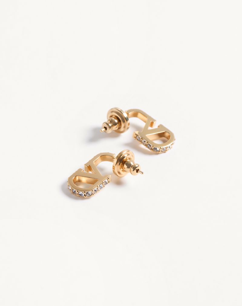 Brincos com a assinatura VLogo em metal e cristais Swarovski®