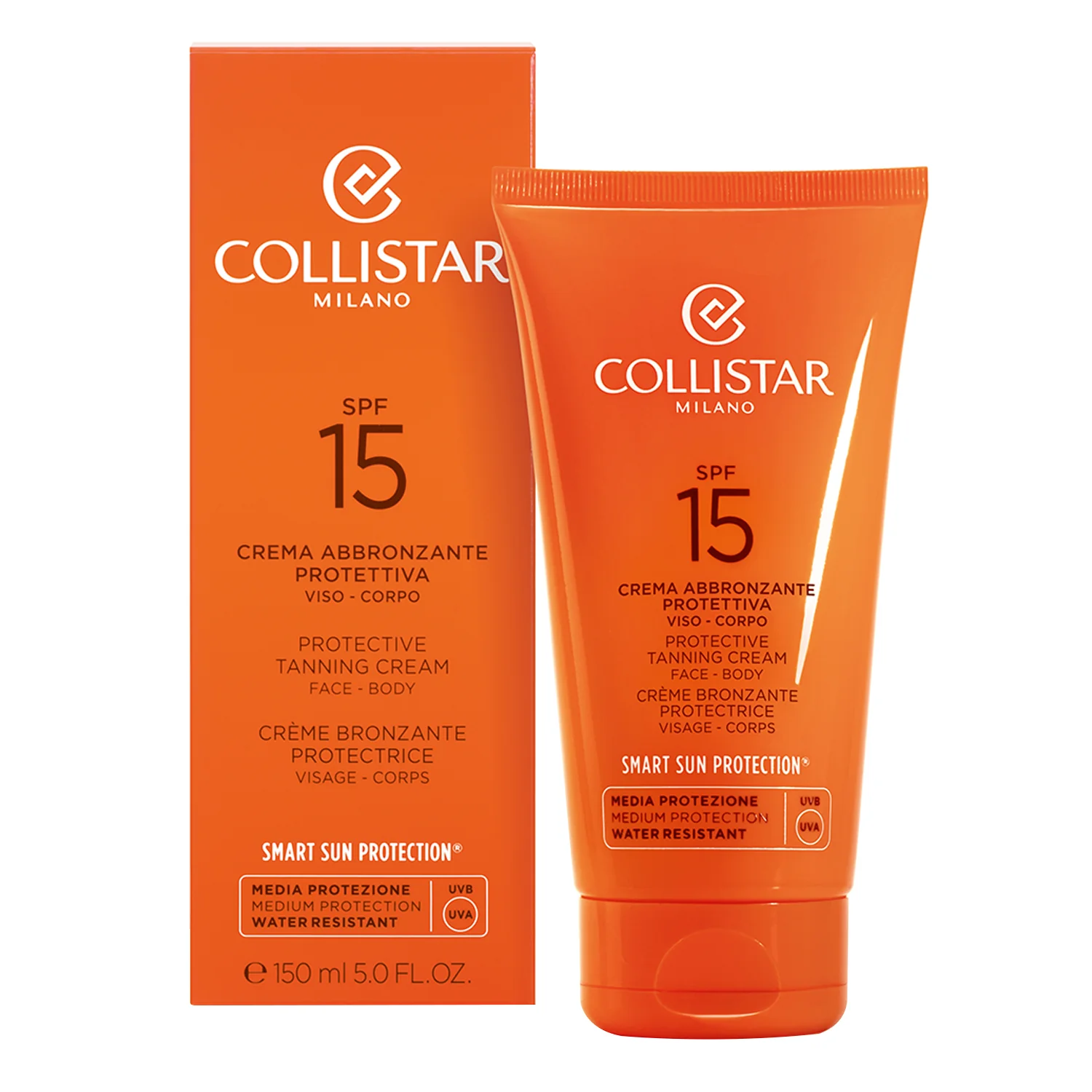 Crema bronceadora protectora SPF15 - Protector solar corporal de protección media, protector solar facial de protección media.
