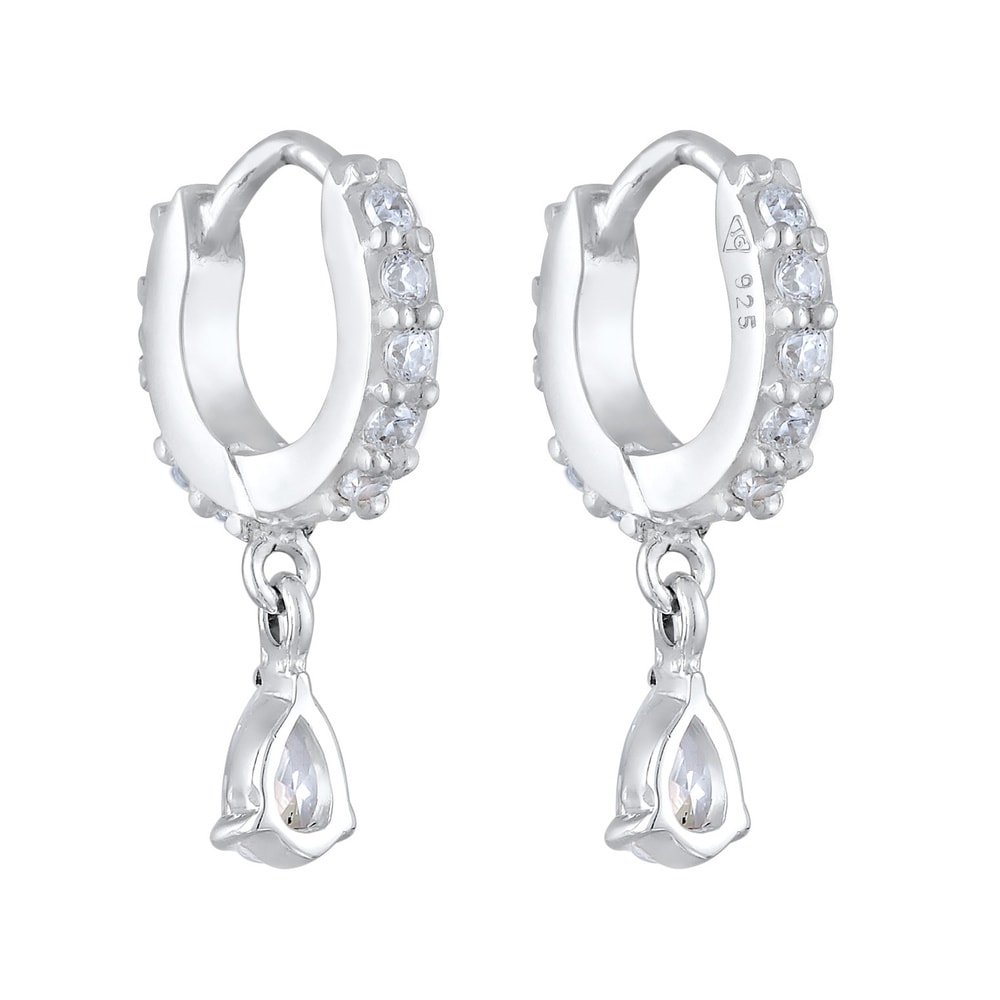Elli Elli Boucles d'Oreilles Femmes Créoles Gouttes Élégant avec zircon en argent ster Boucles d'oreilles