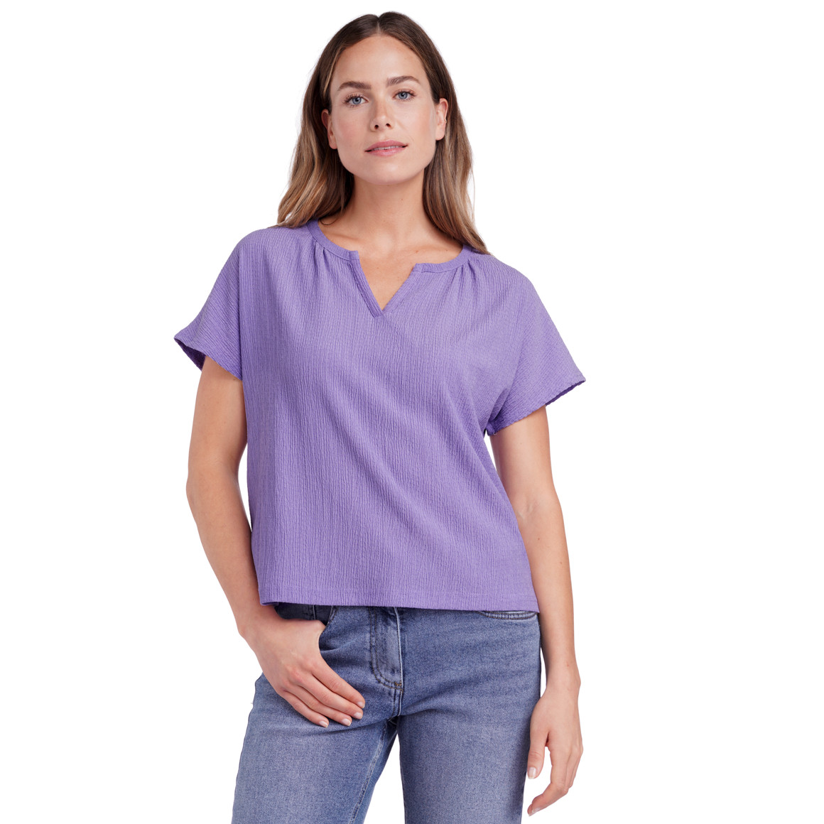 Damen Bluse mit gekreppter Struktur
