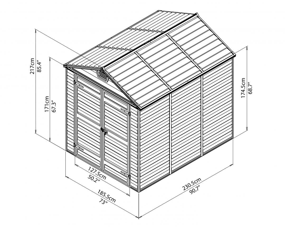 Canopia by Palram Geräteschuppen 6X8 SKYLIGHT Shed Dark Grey/Anthracite   2 x Regal