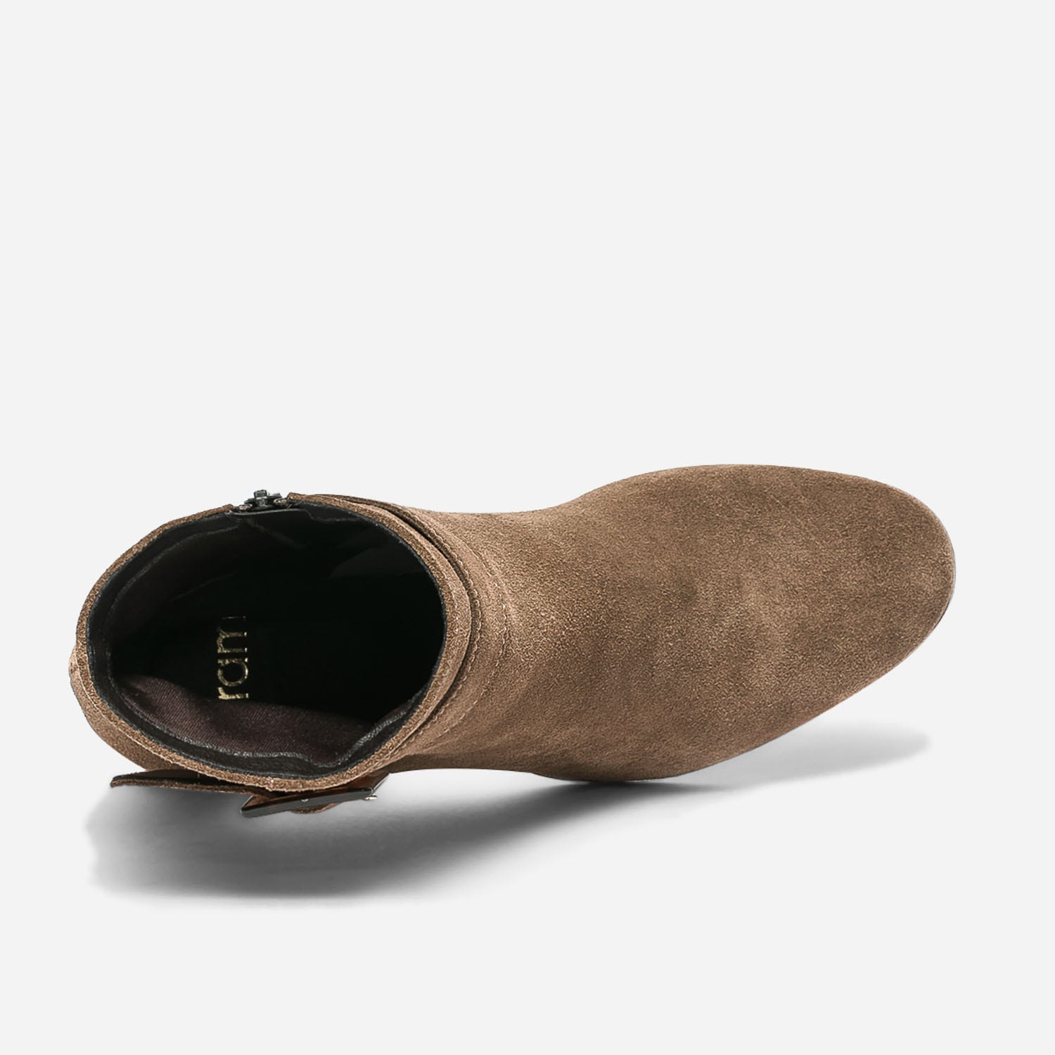 Boots marron en cuir velours à boucle écaille