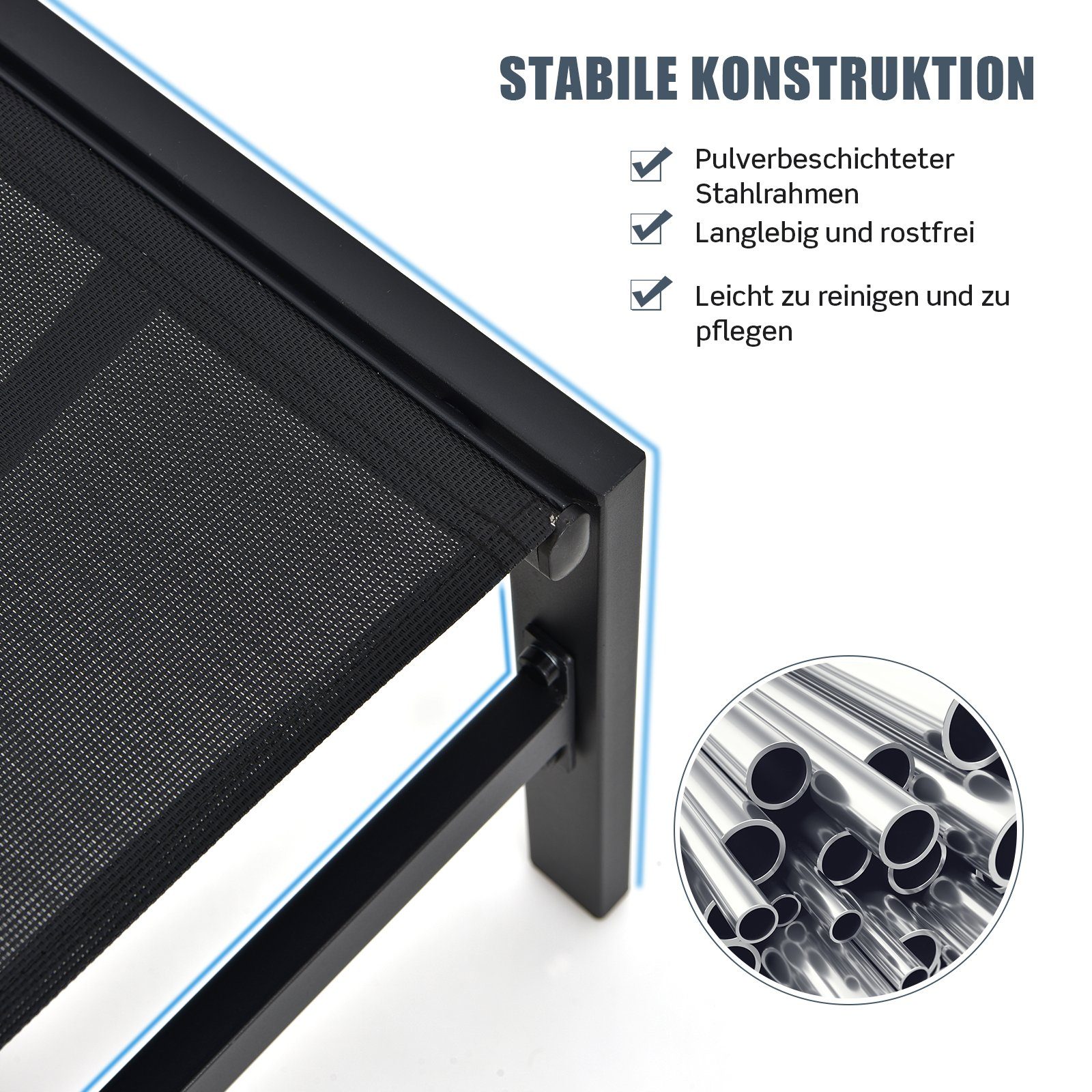 COSTWAY Gartenliege Sonnenliege, mit 6 verstellbarer Positionen Rückenlehne