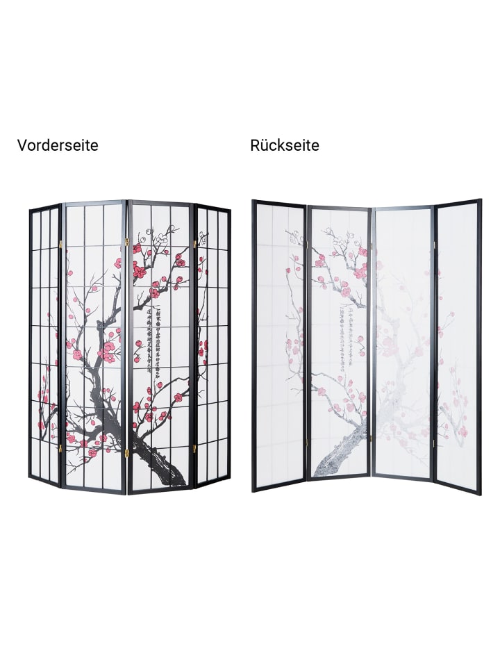 Homestyle4u 4-tlg. Paravent in Schwarz 176x179 günstig kaufen onesize