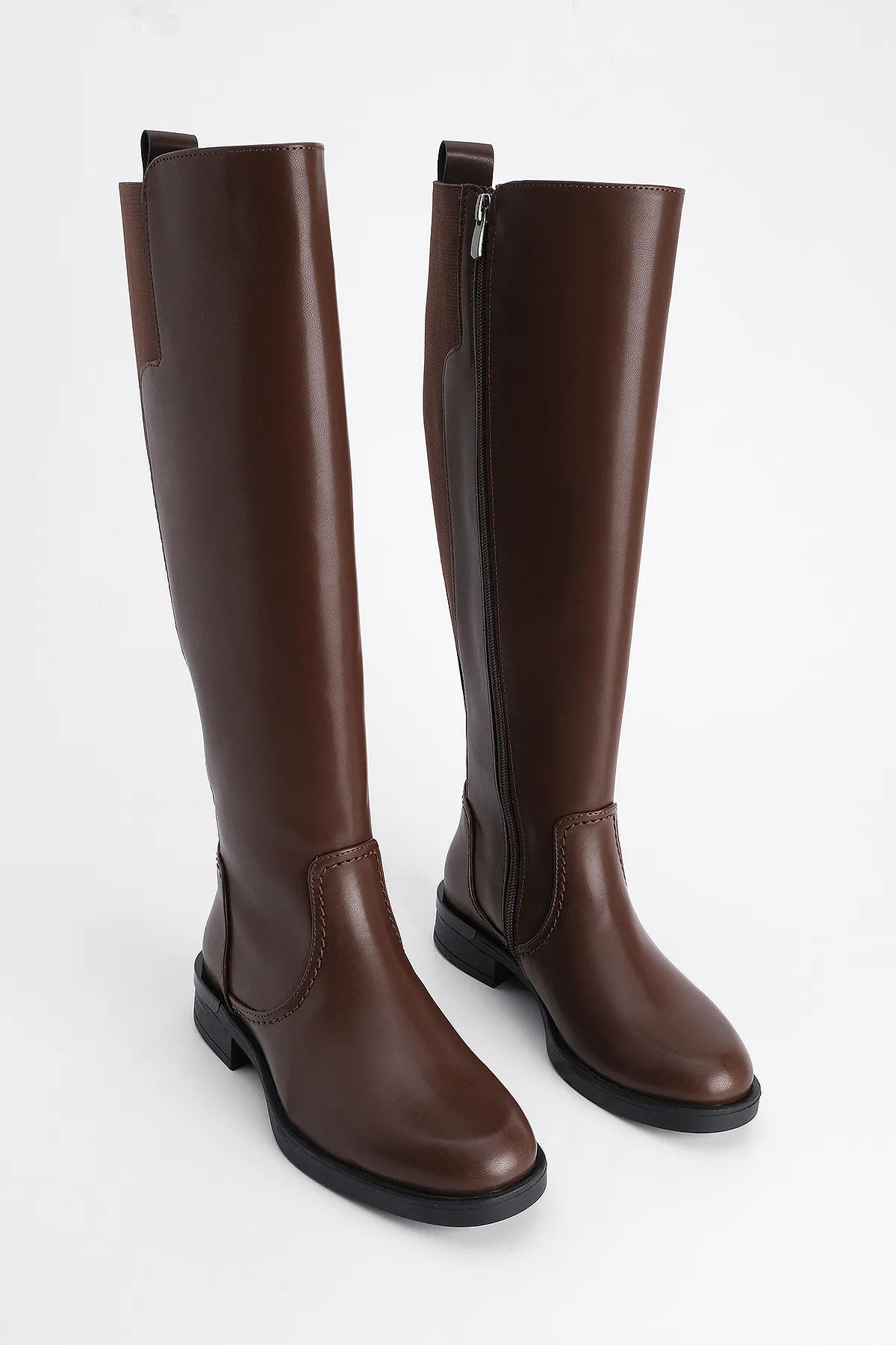 Marjin  Knielange Damen-Tagesstiefel mit Reißverschluss Helas Brown