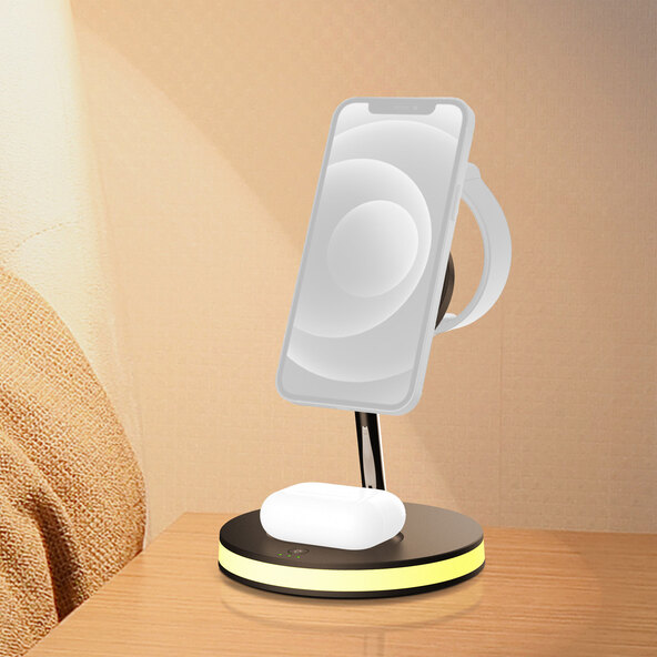 3-in-1 Wireless Charger QI-1041 mit LED-Beleuchtung, 15 W