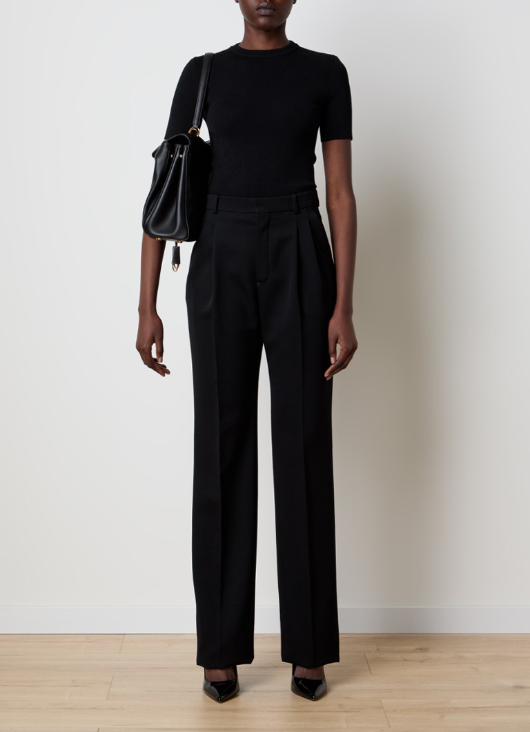 Top corto Balenciaga in maglia fine con logo lavorato a maglia