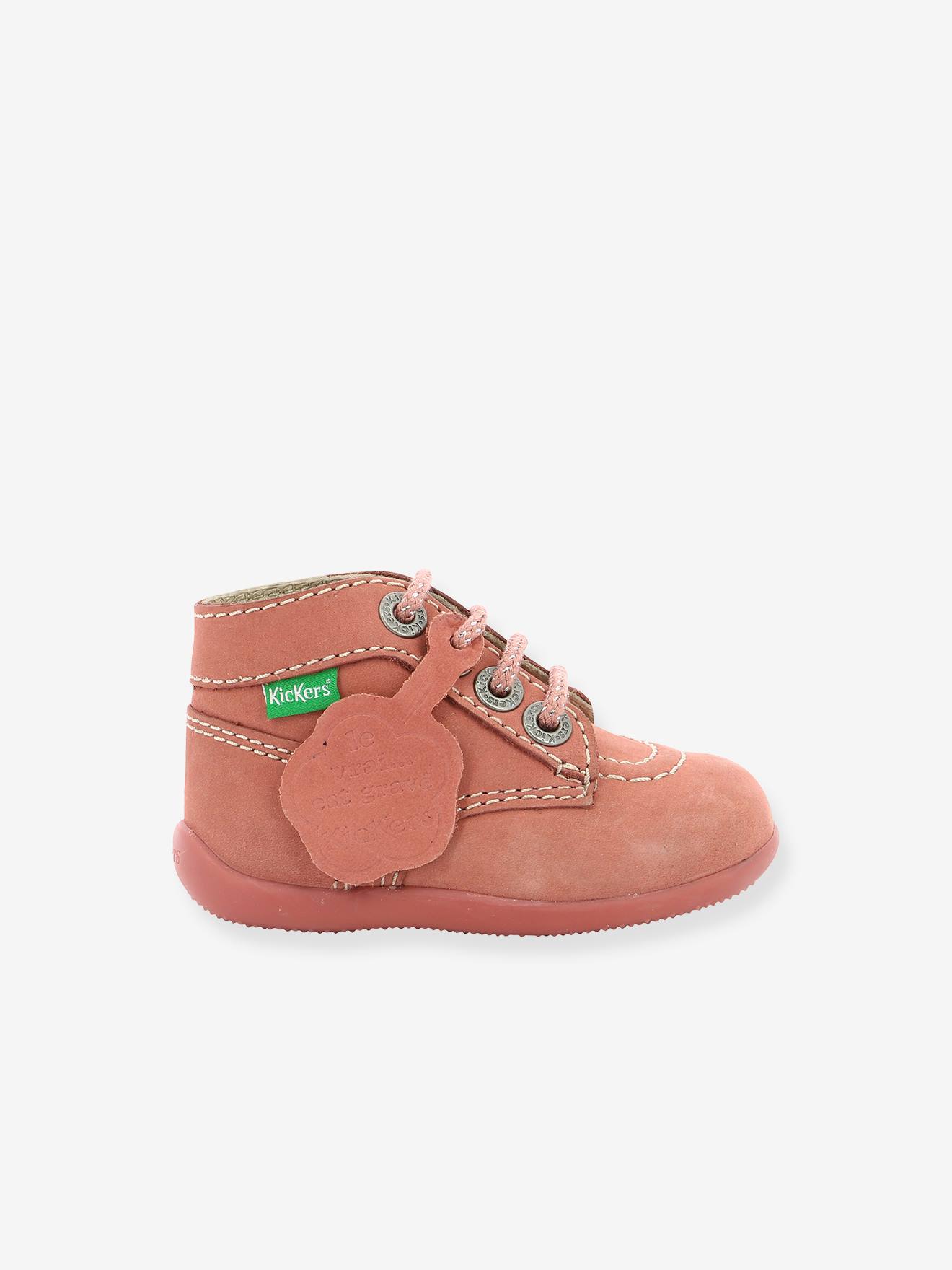 Bottines cuir bébé fille Bonbon KICKERS® 1ers pas rose clair