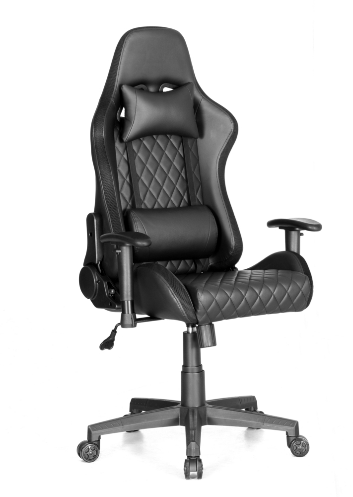 Happy Home Happy Home gepolsterter Gamingsessel mit Kissen & verstellbare Armlehne, schwarz
