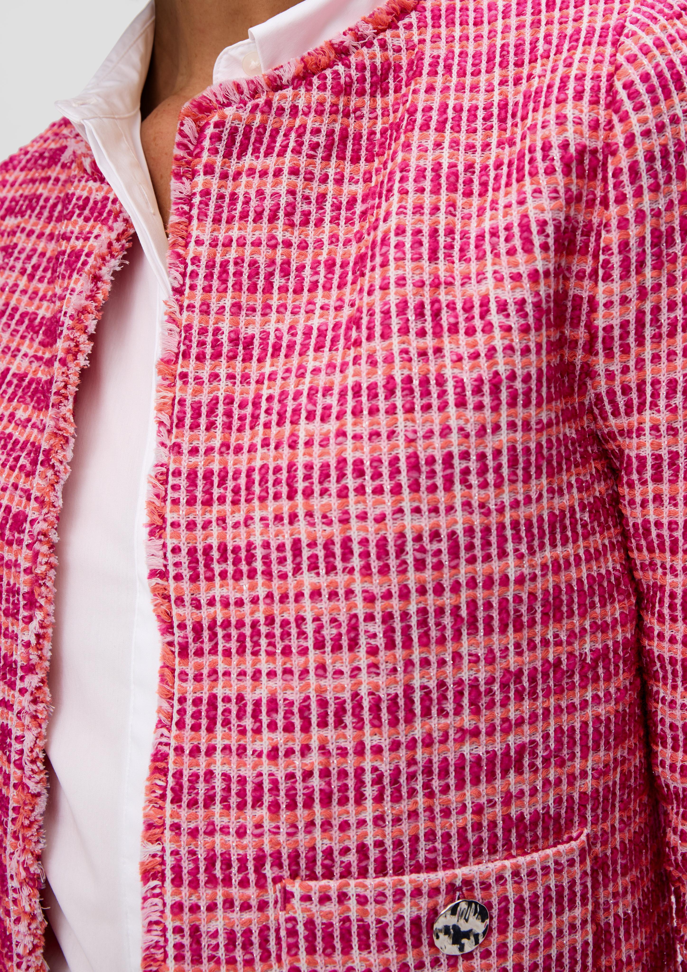 Verkürzte Tweed-Jacke mit ausgefranstem Saum   2142602-41X6
