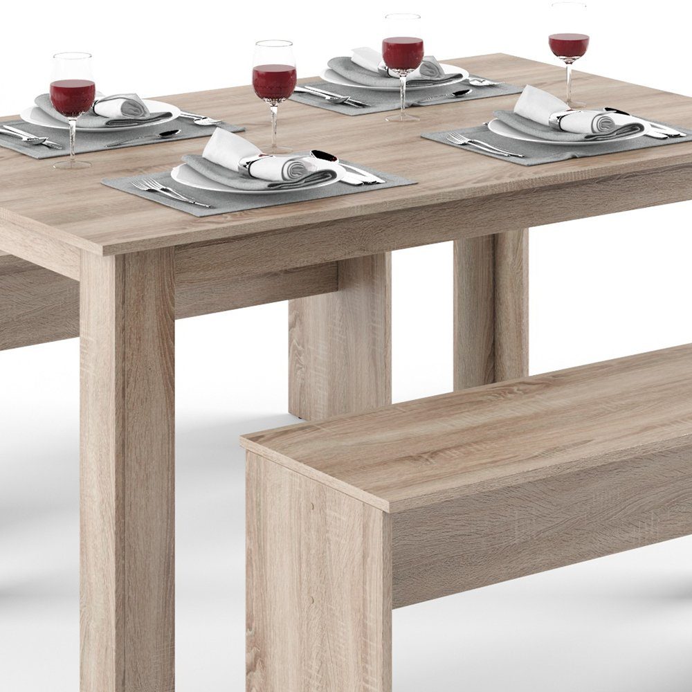 Vicco Essgruppe Tischgruppe Sitzgruppe SENTIO Sonoma, (Set, 3-tlg., 3-er Set), platzsparend