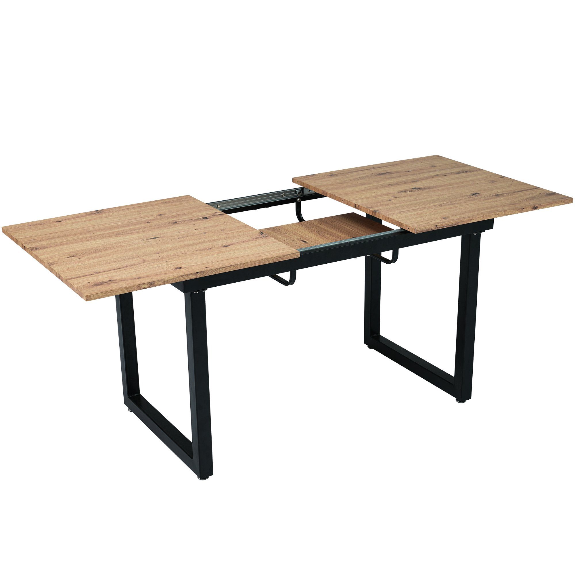 Flieks Esstisch (1-St), ausziehbar 140-180cm Tischplatte Esszimmertisch rechteckig, Eisenbeine