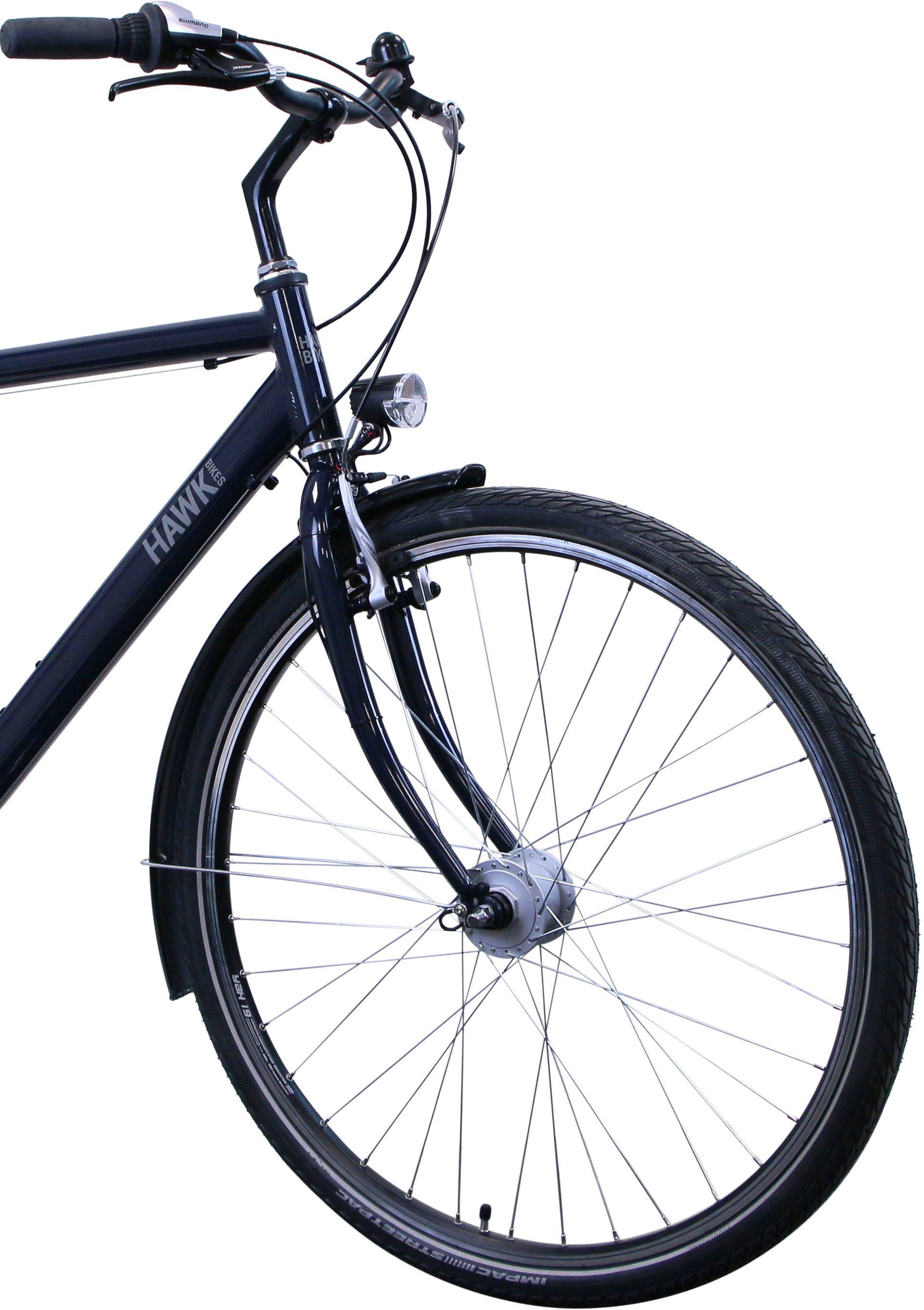 HAWK Bikes Cityrad HAWK CITYTREK EASY BLUE GENT, 7 Gang Shimano Tourney Schaltwerk, Kettenschaltung