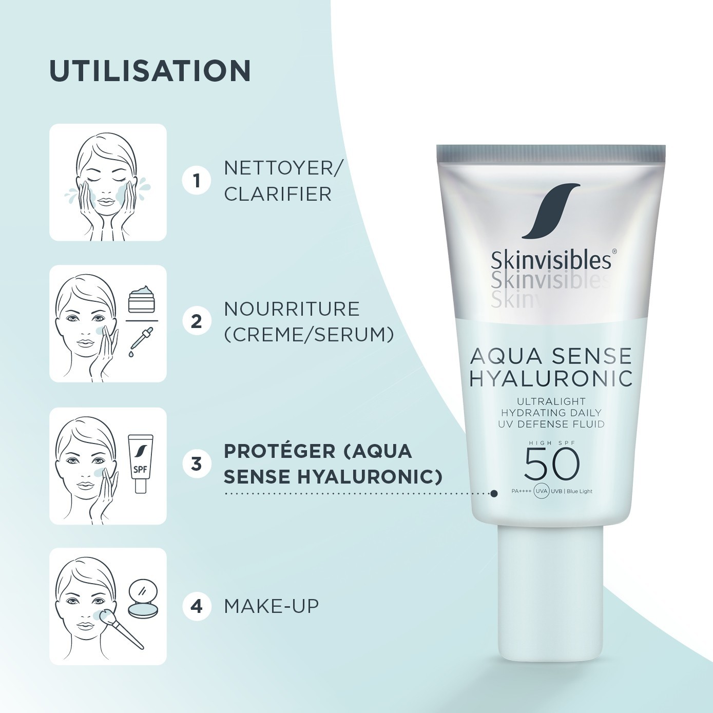 Skinvisibles Skinvisibles Aqua Sense Apă Hialuronic SPF50 50ml