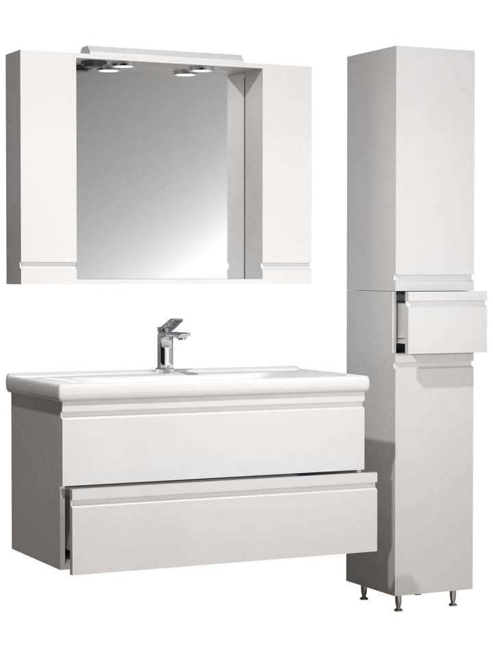 ebuy24 Badmöbelset SiloraXL Weiß 130 x 46 cm günstig kaufen onesize