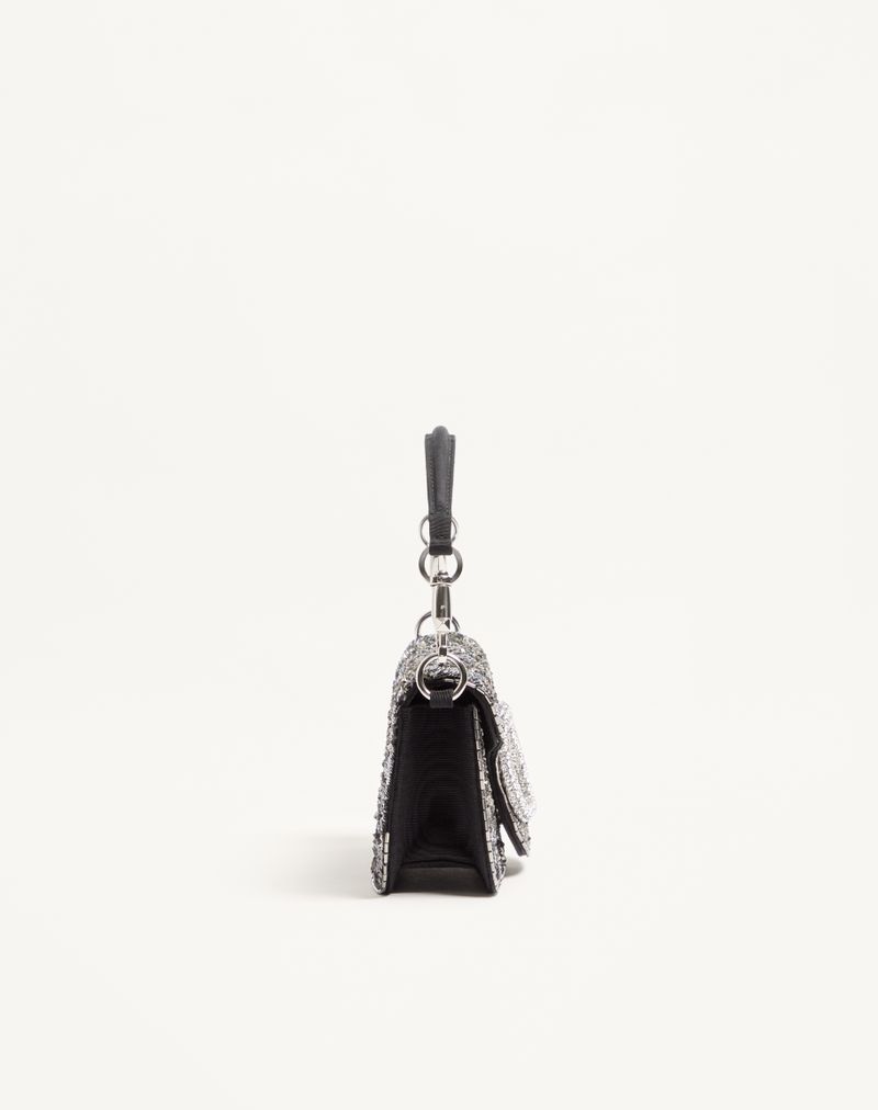Bolsa de ombro pequena Valentino Garavani Locò bordada com logotipo de joia
