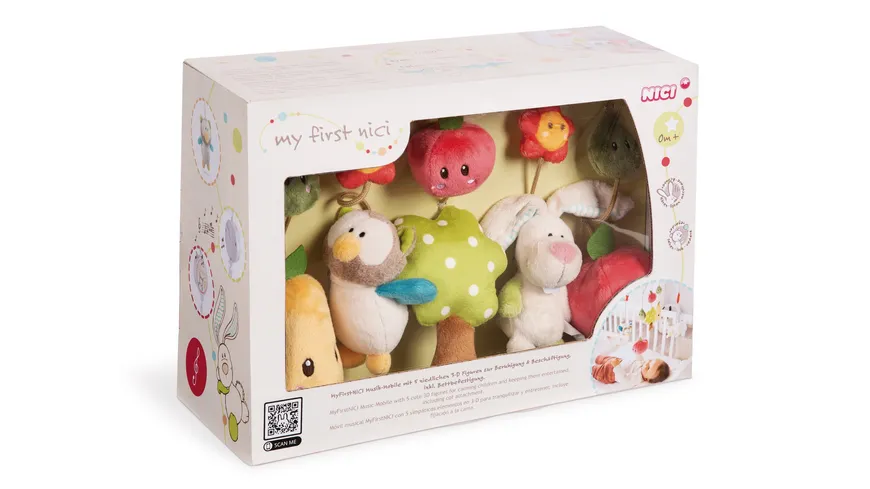 NICI Musik-Mobile Hase und Eule in Geschenkverpackung