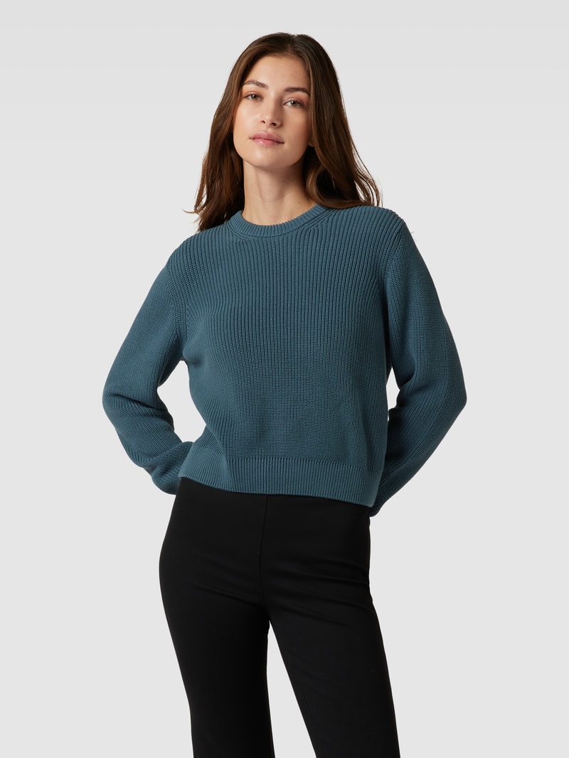 Strickpullover mit Rundhalsausschnitt in dunkelblau
