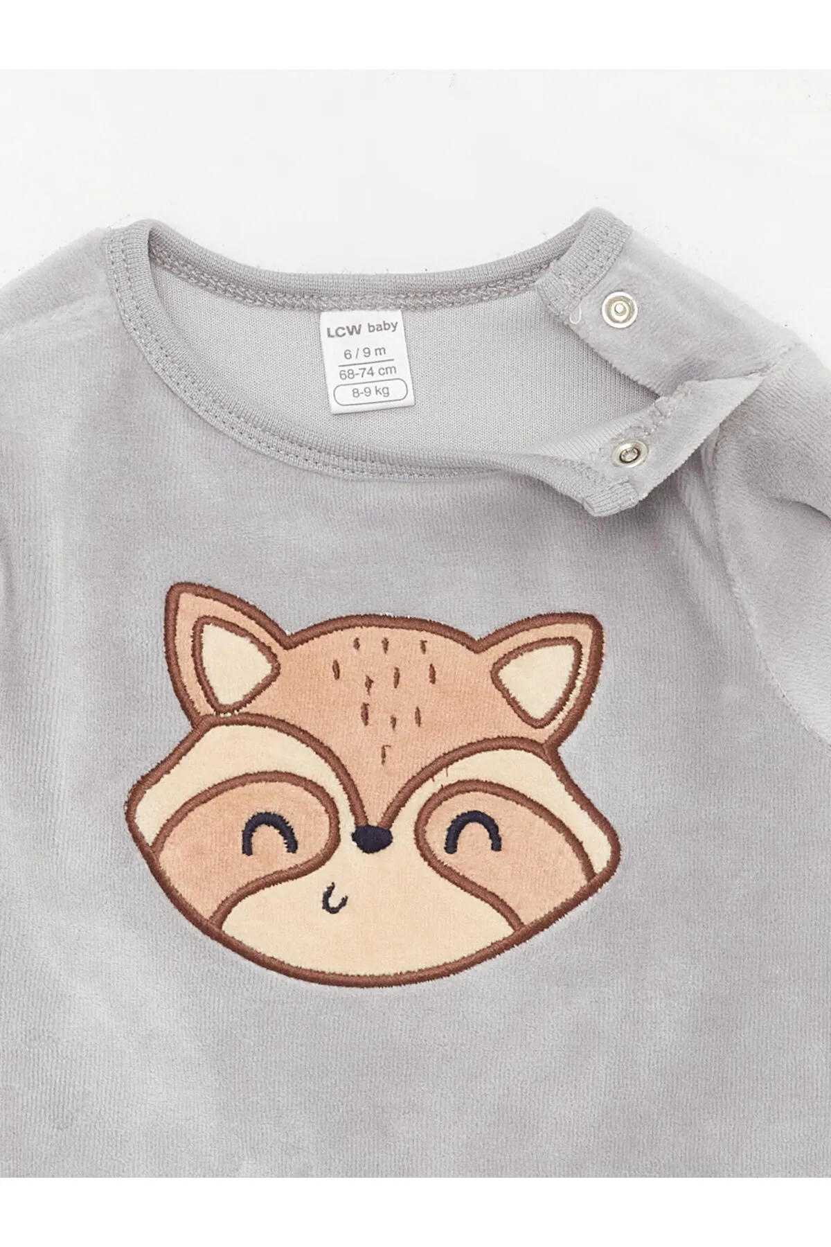 LC Waikiki  Plüsch-Overall für Babys mit Rundhalsausschnitt, langen Ärmeln und Stickerei-Detail