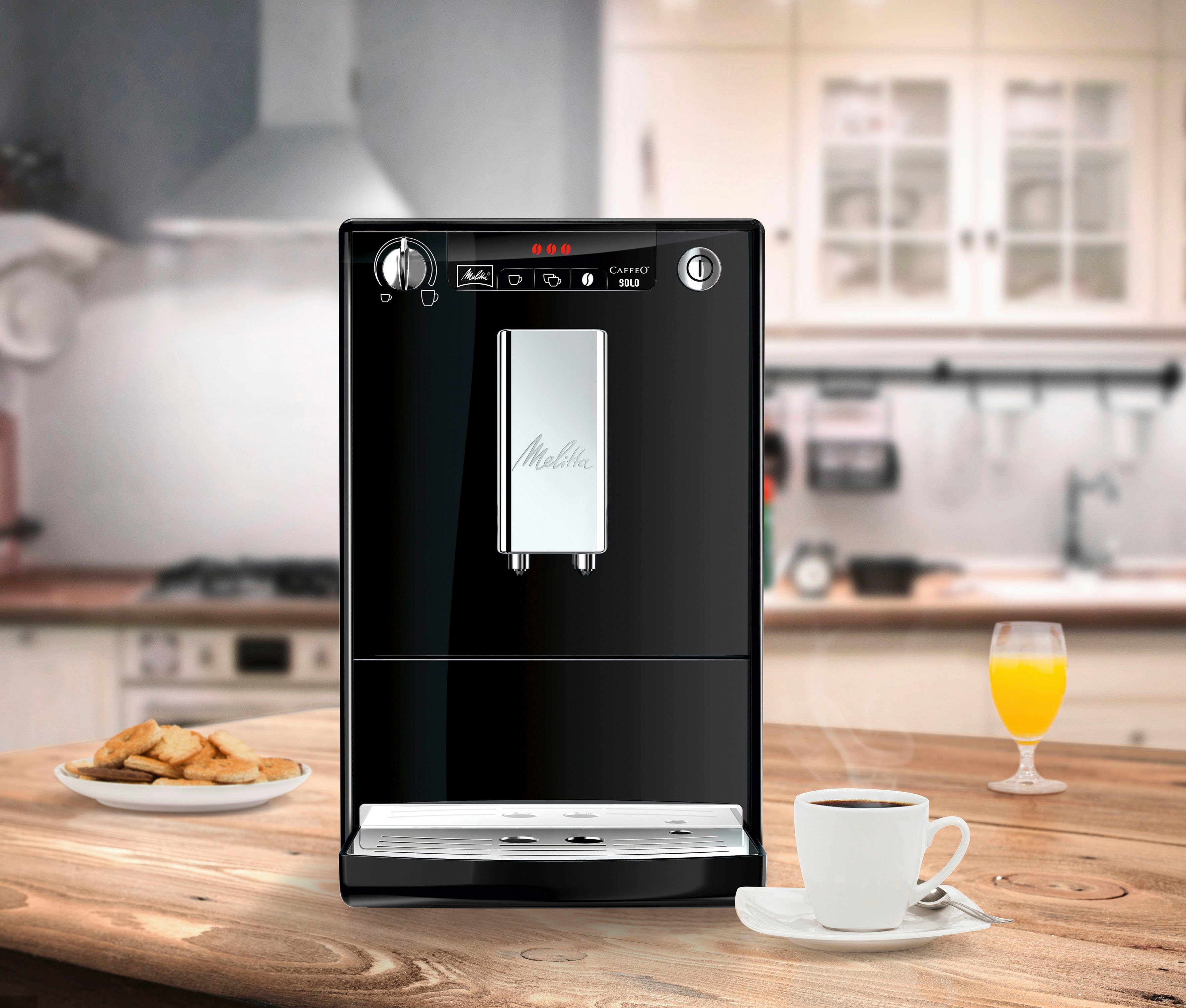 Melitta Kaffeevollautomat Solo® E950-201, schwarz, Perfekt für Café crème & Espresso, nur 20cm breit
