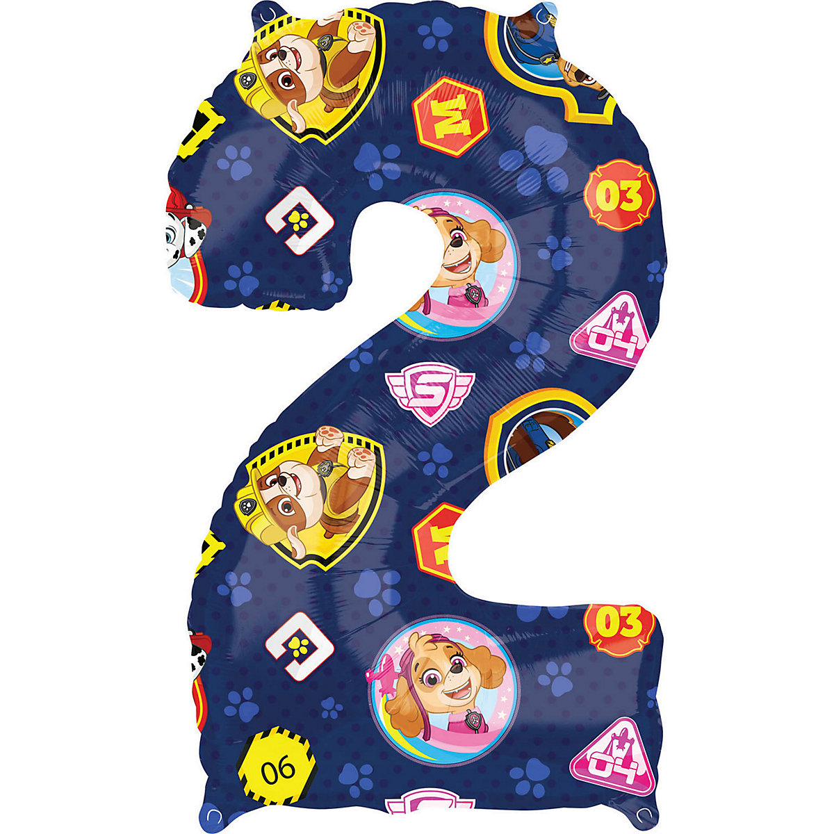 Folienballon PAW Patrol Zahl 2, 43 x 66 cm