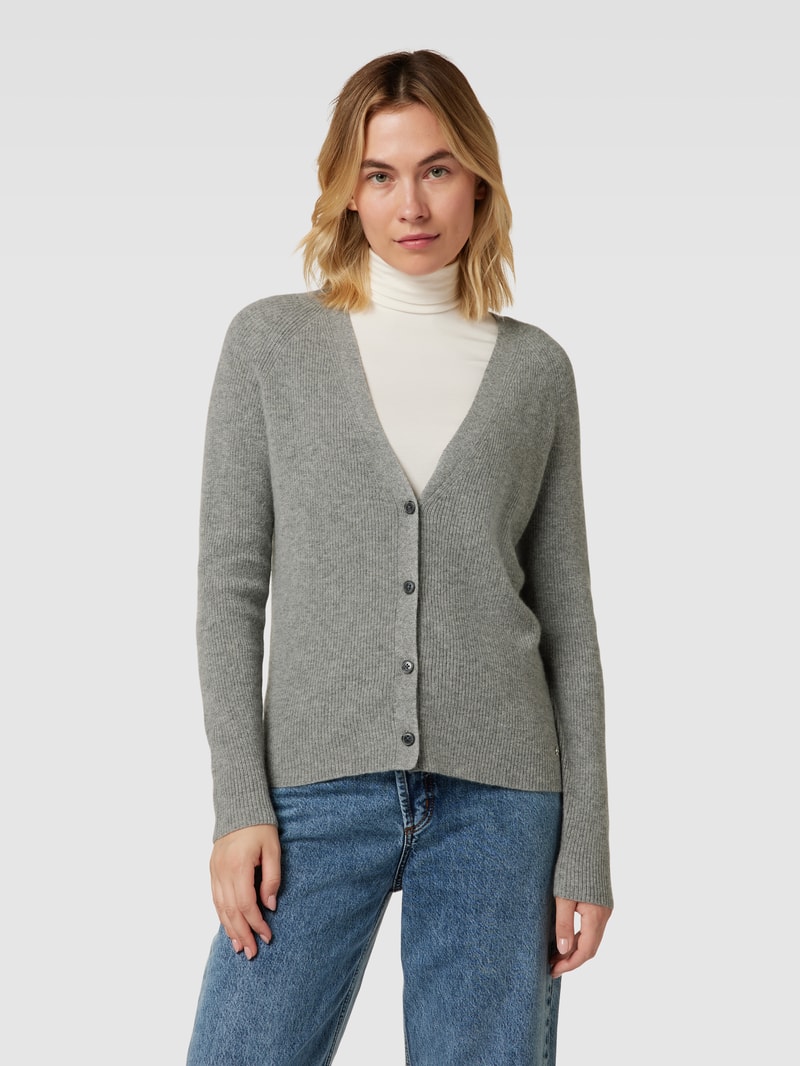 Strickjacke aus Kaschmir mit Rippenstruktur in silber