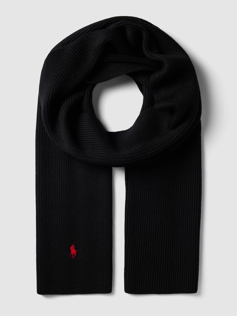 Schal mit Label-Stitching in schwarz