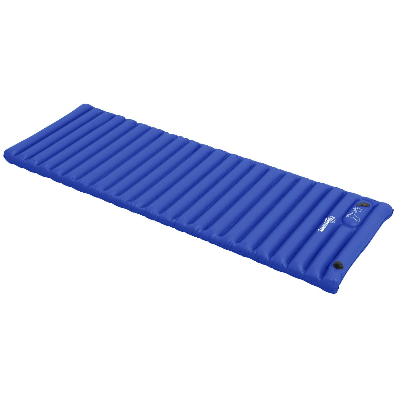 Outsunny Camping Isomatte, Luftmatratze mit Fußpumpe, Tragetasche, Blau
