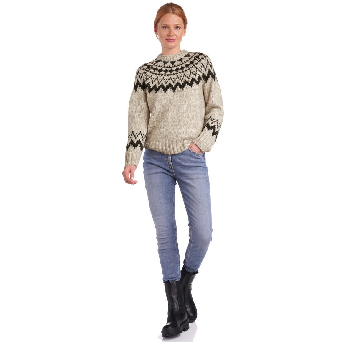 Damen Strickpullover mit Norwegermuster