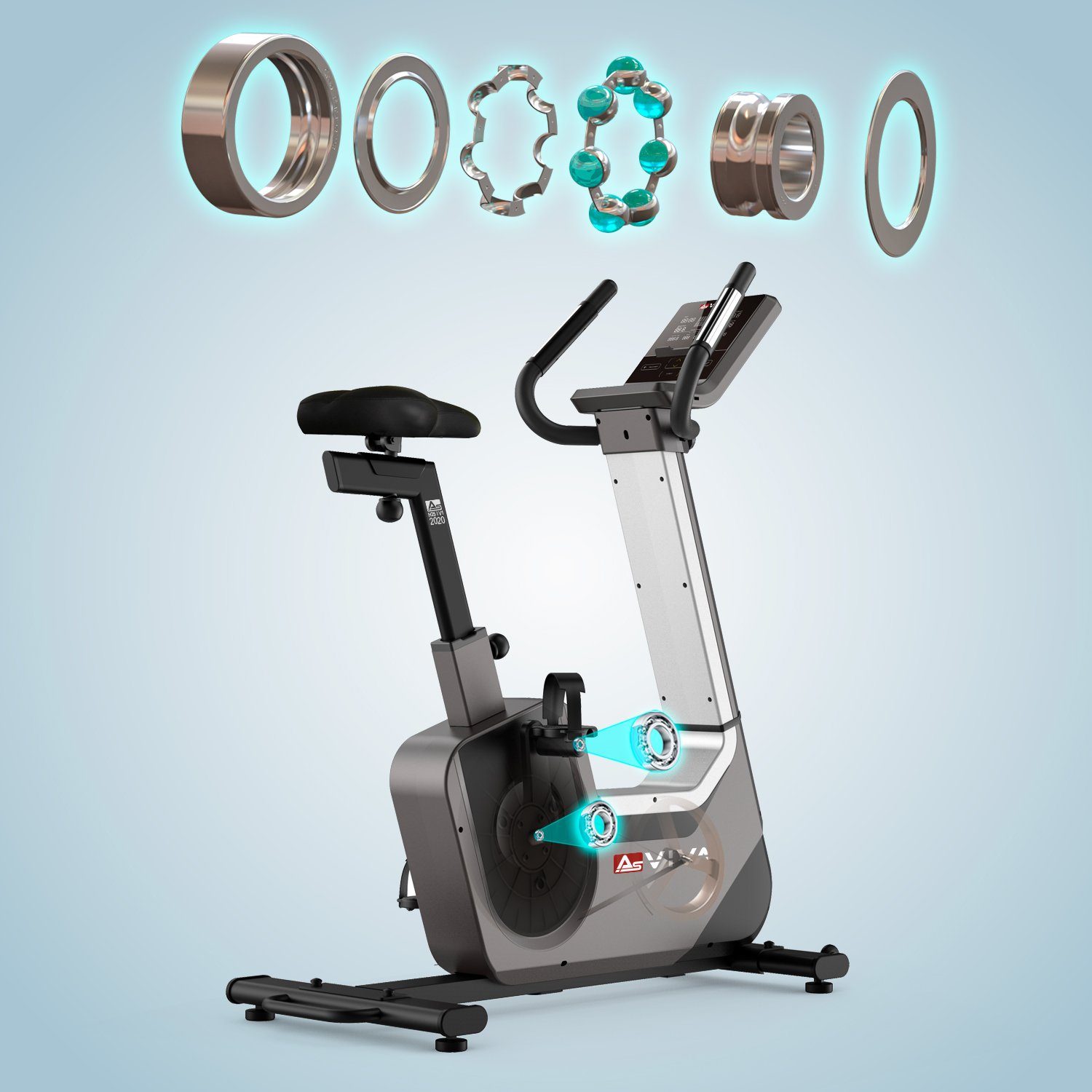 AsVIVA Ergometer Heimtrainer & Ergometer AsVIVA H25 Studio Pro, 6 virtuelle (Real-Live) Trainingsszenen, MP3 3,5 Klinke AUX-Anschluss