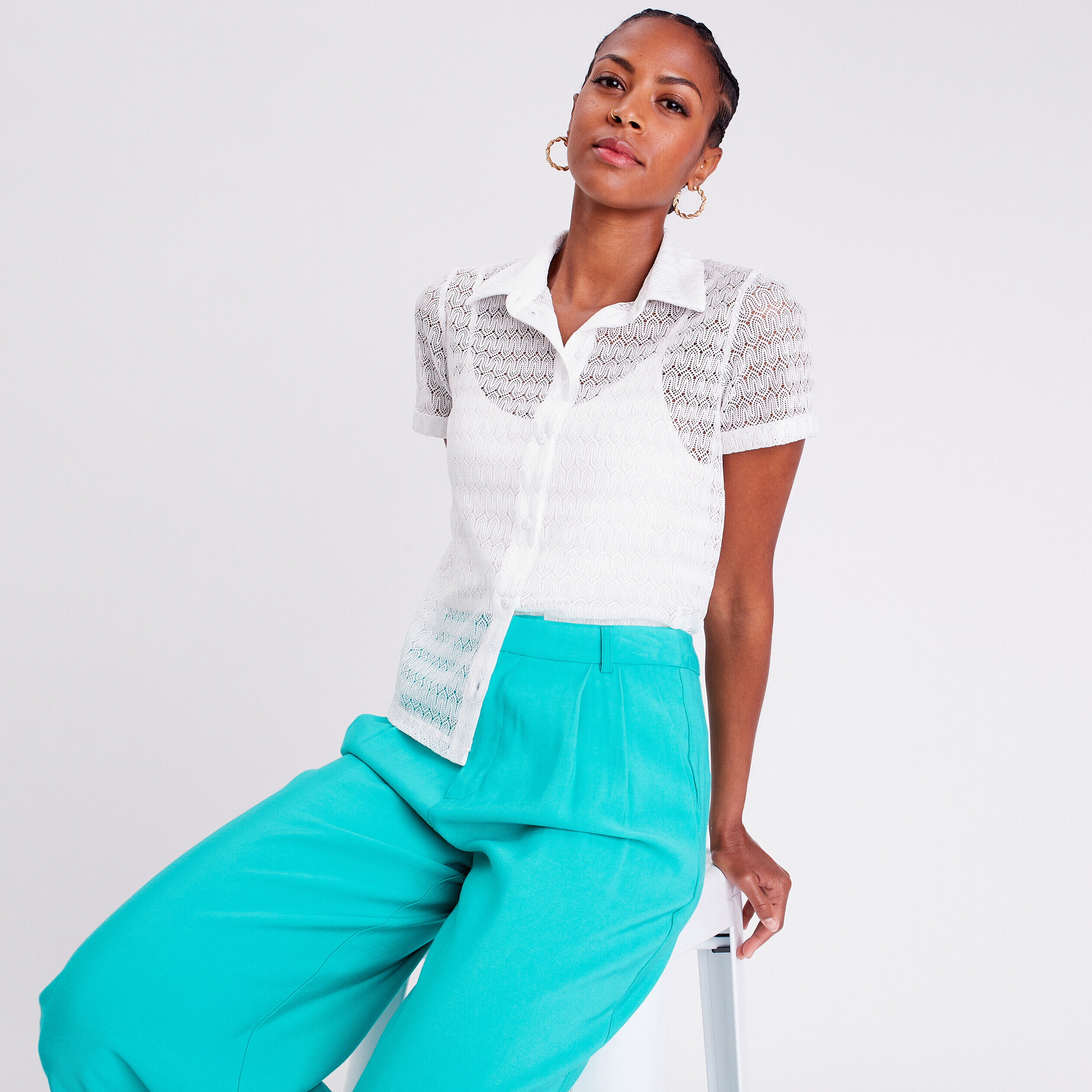 Chemise manches courtes ecru femme | Cache Cache