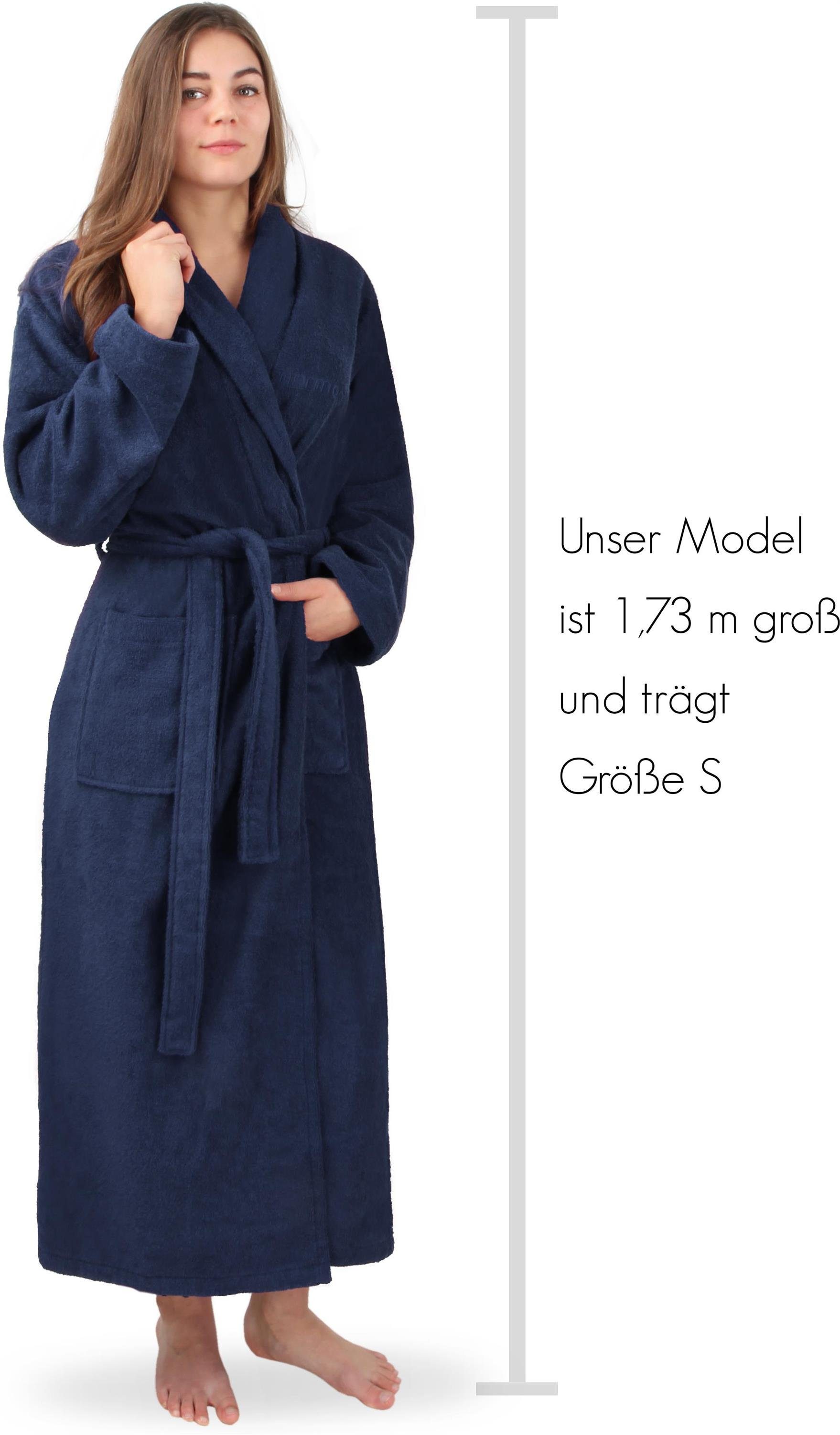 normani Bademantel Bademantel aus 100 % Baumwolle Lola, Baumwolle, Schalkragen, Bindegürtel, extra lang, auch 100 % saugstarker Baumwolle