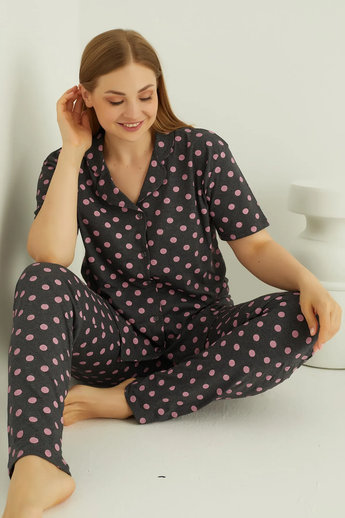 ELİTOL  ÜBERGROßES PYJAMA-SET AUS BAUMWOLLE MIT KNÖPFEN
